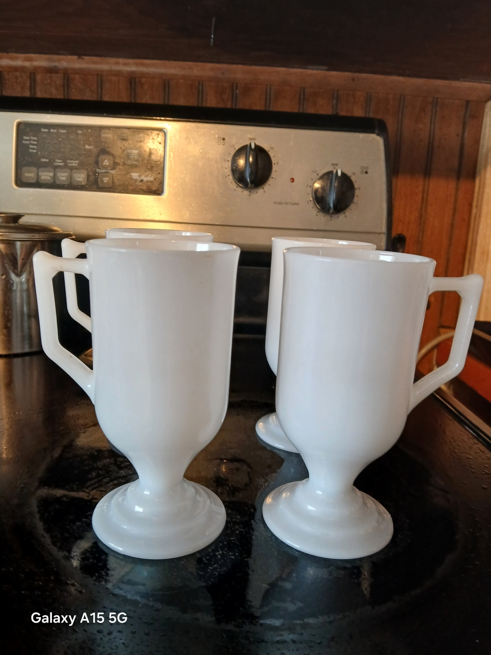Classic White Pedestal Coffee Mugs - 4-Pack